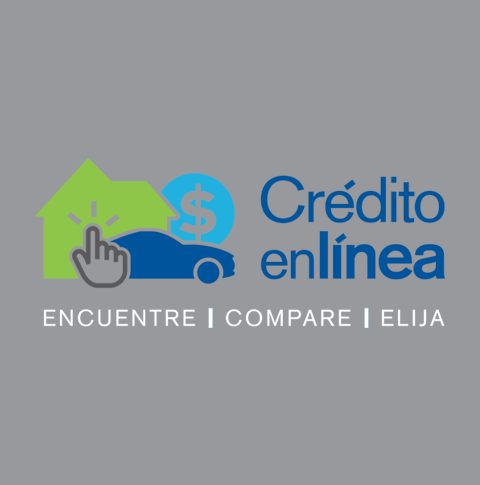 Logotipo de Crédito en Línea en fondo de color gris.